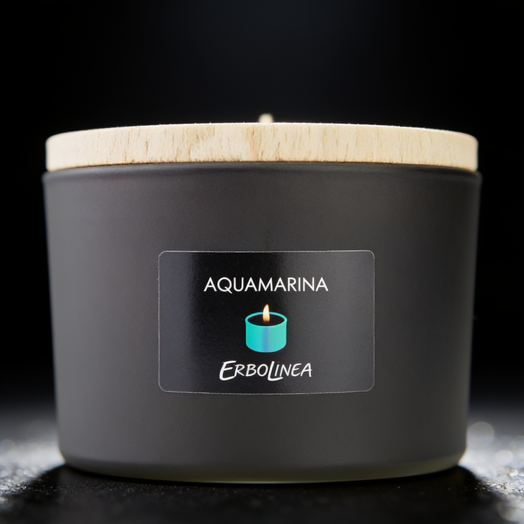 Aqua Marina — Lumânare — detaliu etichetă