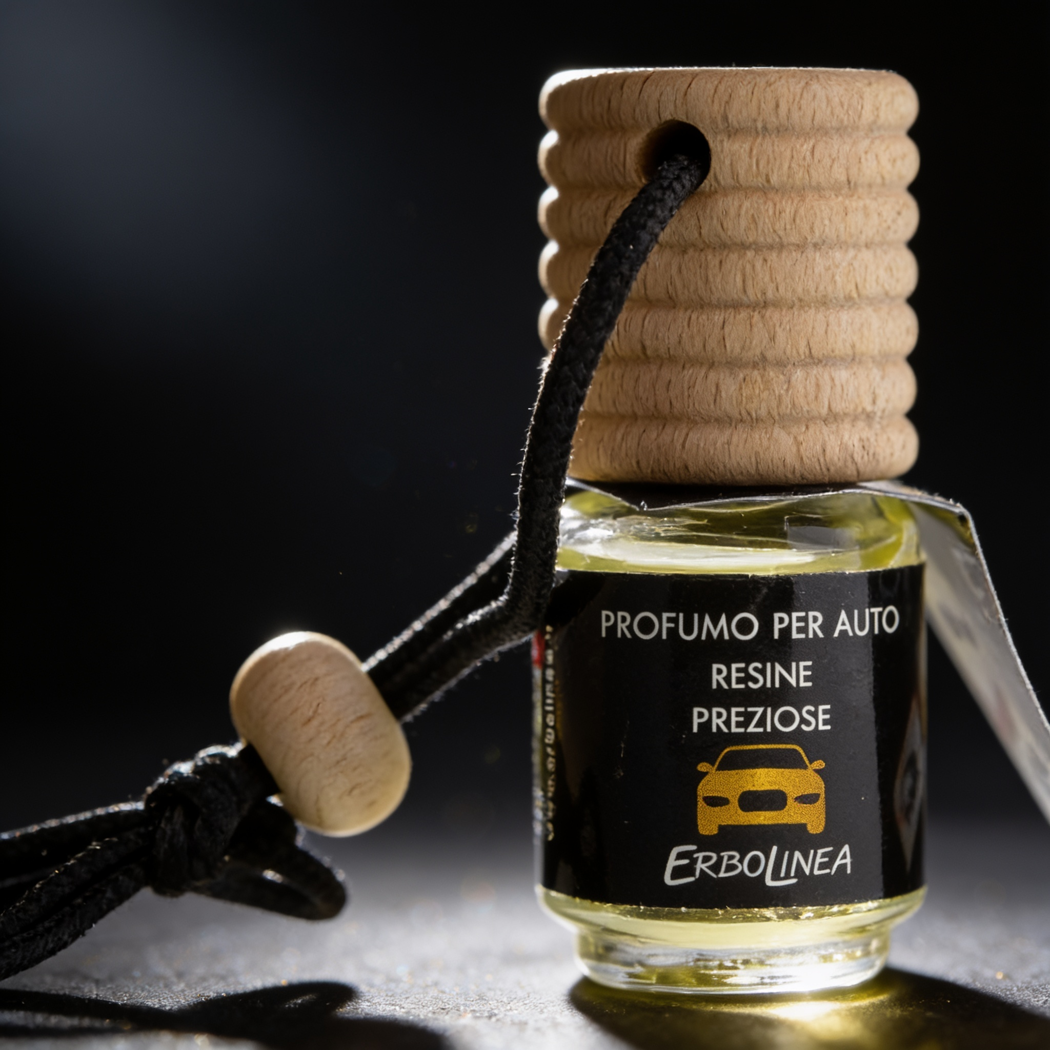Resine Preziose — Parfum auto — detaliu etichetă
