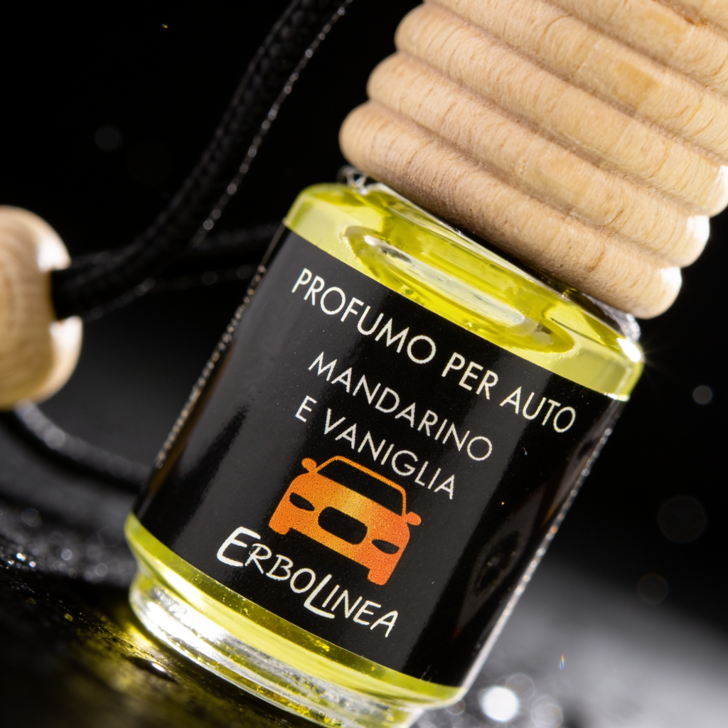 Mandarino e Vaniglia — Parfum auto — detaliu etichetă