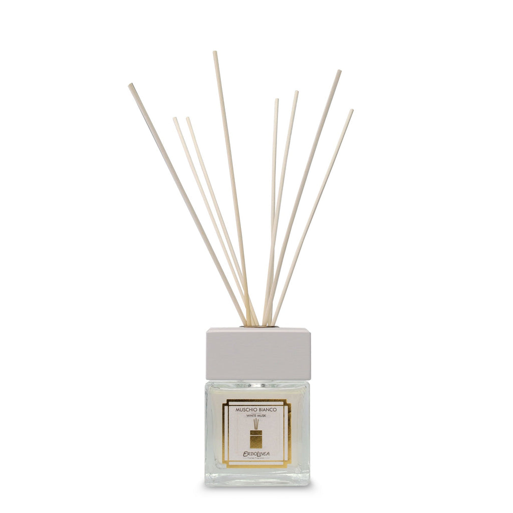 Difuzor Muschio Bianco cu bețișoare, parfum de cameră cu mosc alb, lăcrămioare și trandafir – Toya