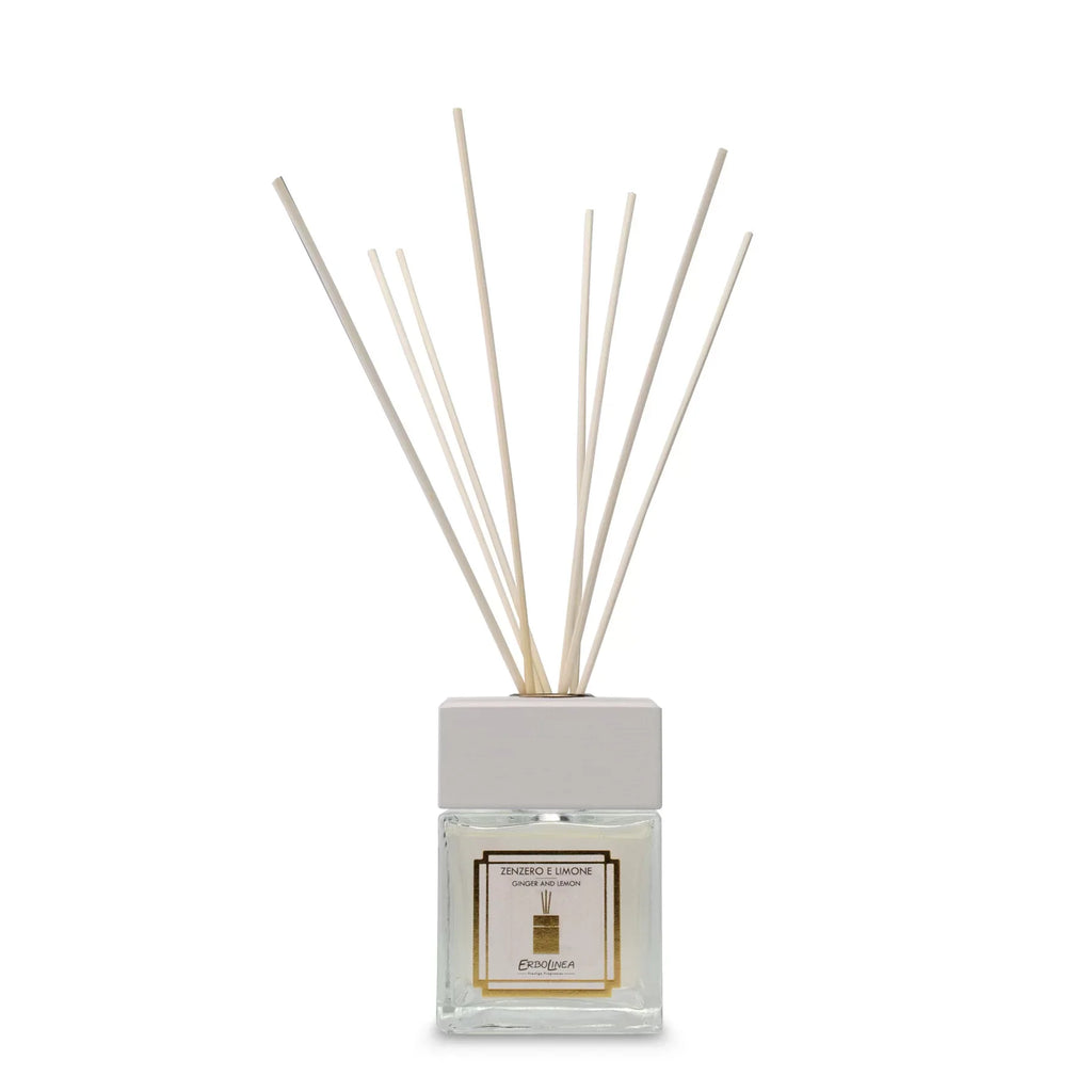 Difuzor Zenzero e Limone cu bețișoare, parfum de cameră cu ghimbir, lămâie și bergamotă, fabricat în Italia – Toya