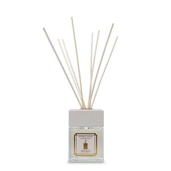 Difuzor Zenzero e Limone cu bețișoare, parfum de cameră cu ghimbir, lămâie și bergamotă, fabricat în Italia – Toya